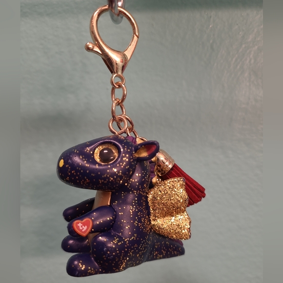 TY Beanie Boos - Mini Boo Collectible Clips - SAFFIRE the Dragon 2" red tassle - Picture 1 of 7